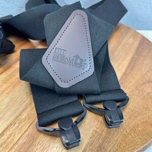 HoldUp Suspender Company Mens Black X-Back Suspenders Plastic Gripper Clasp USA